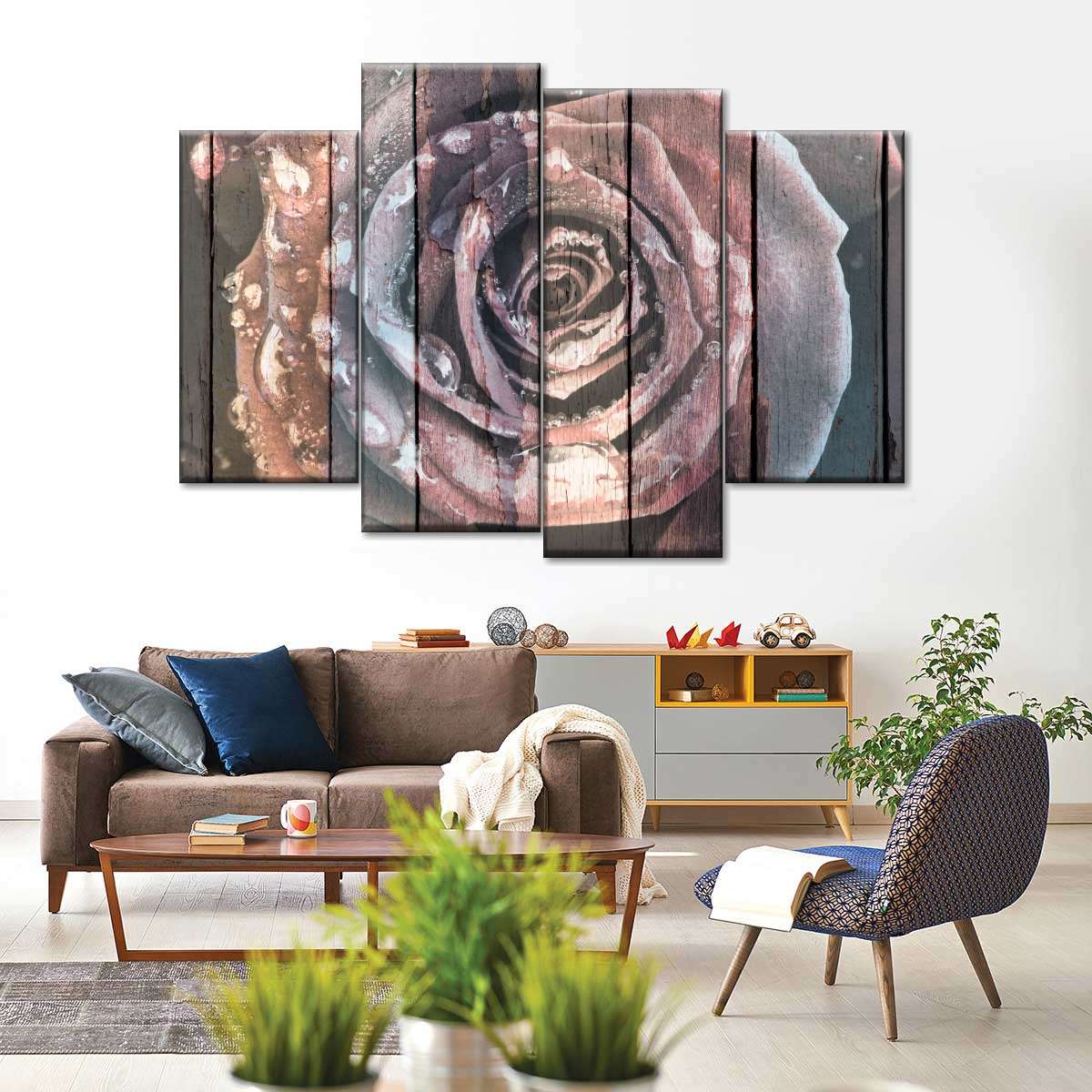 Colorful Wooden Rose Wall Art