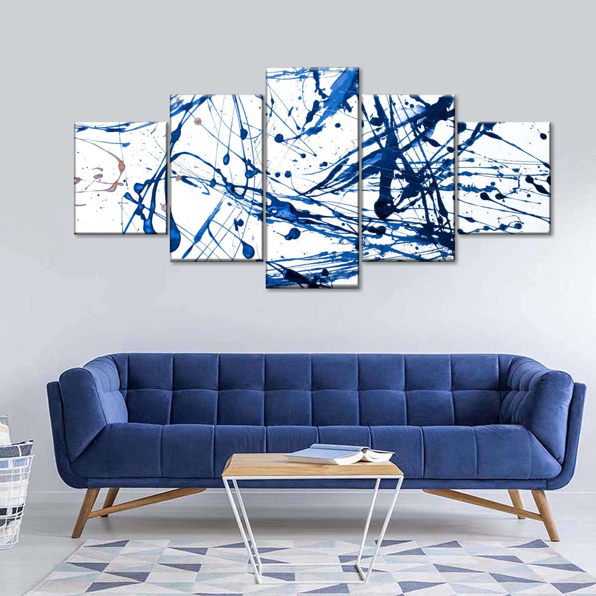 Abstract Navy Drip Wall Art