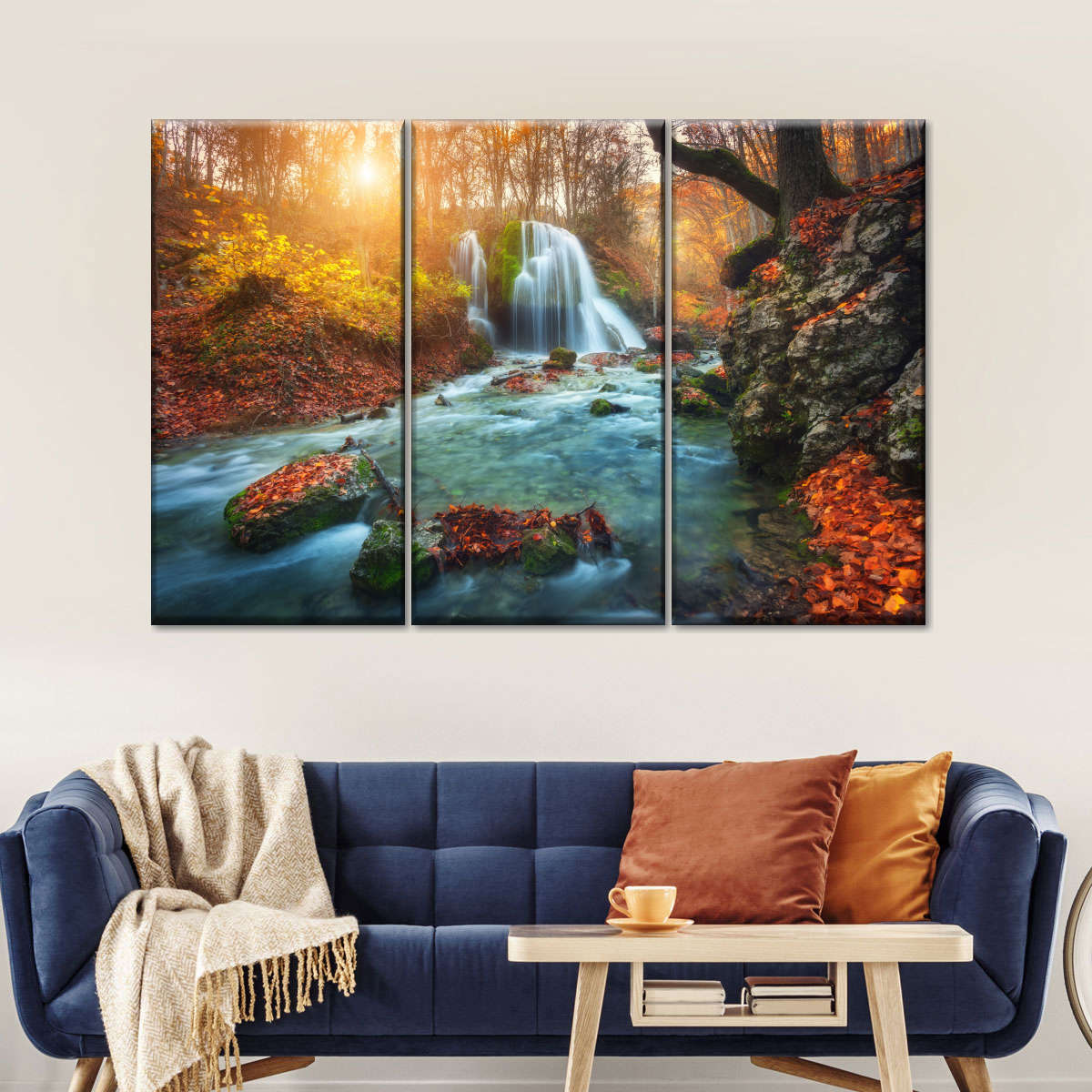 Autumnal Forest Waterfall Wall Art