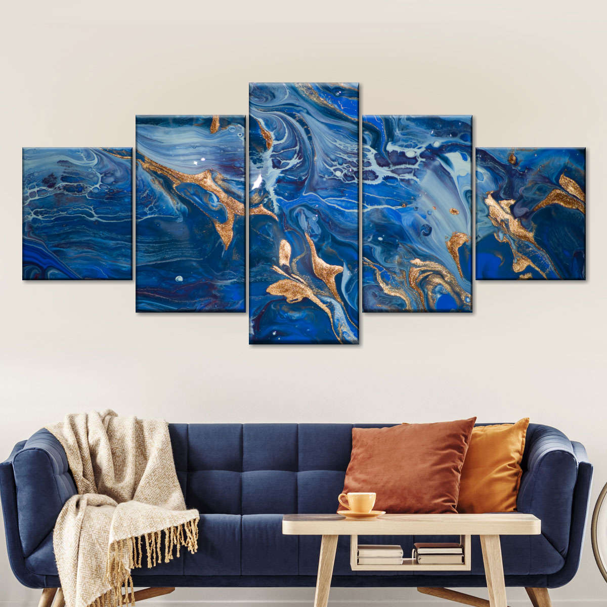 Navy And Gold Abstract Wall Art