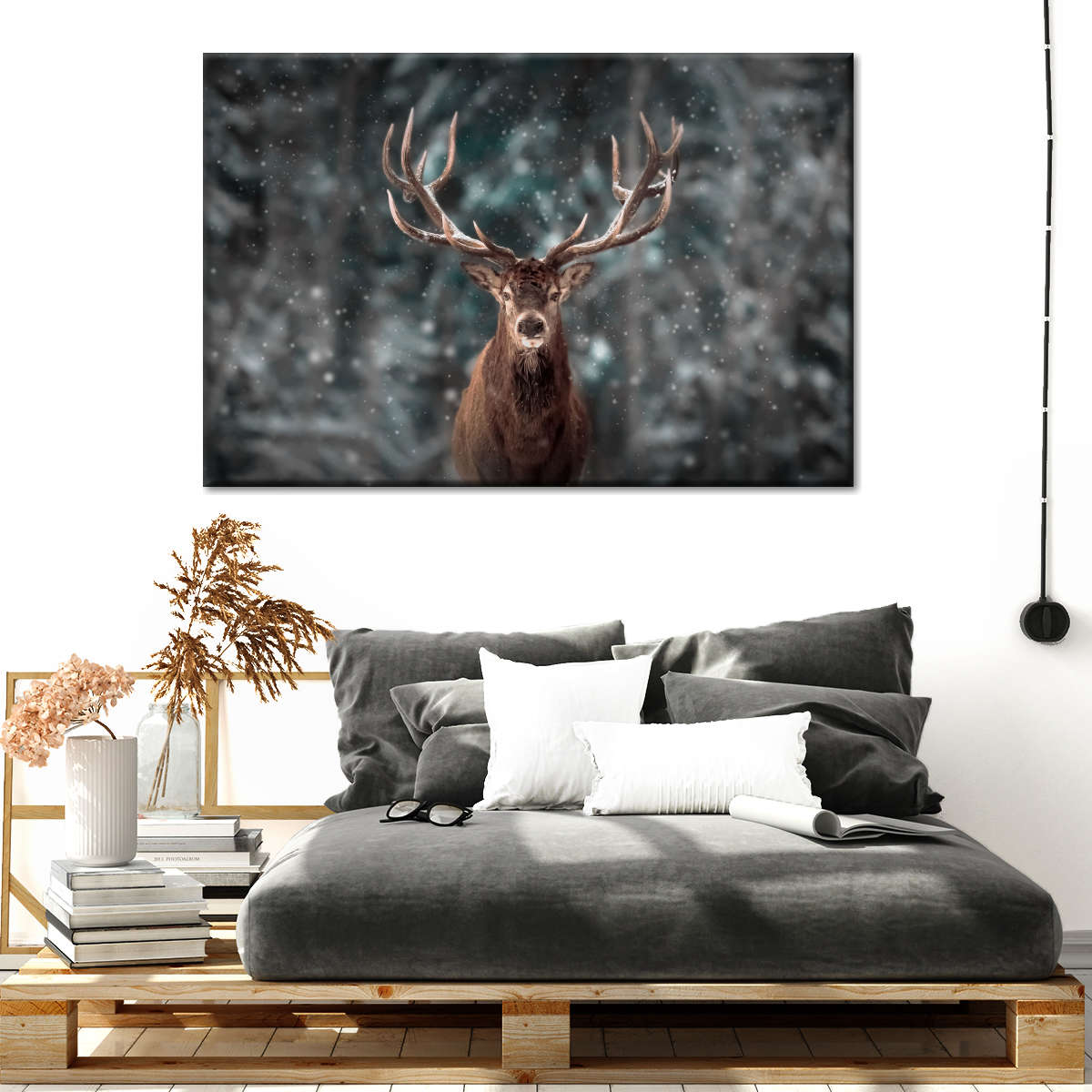 Snowy Noble Deer Wall Art