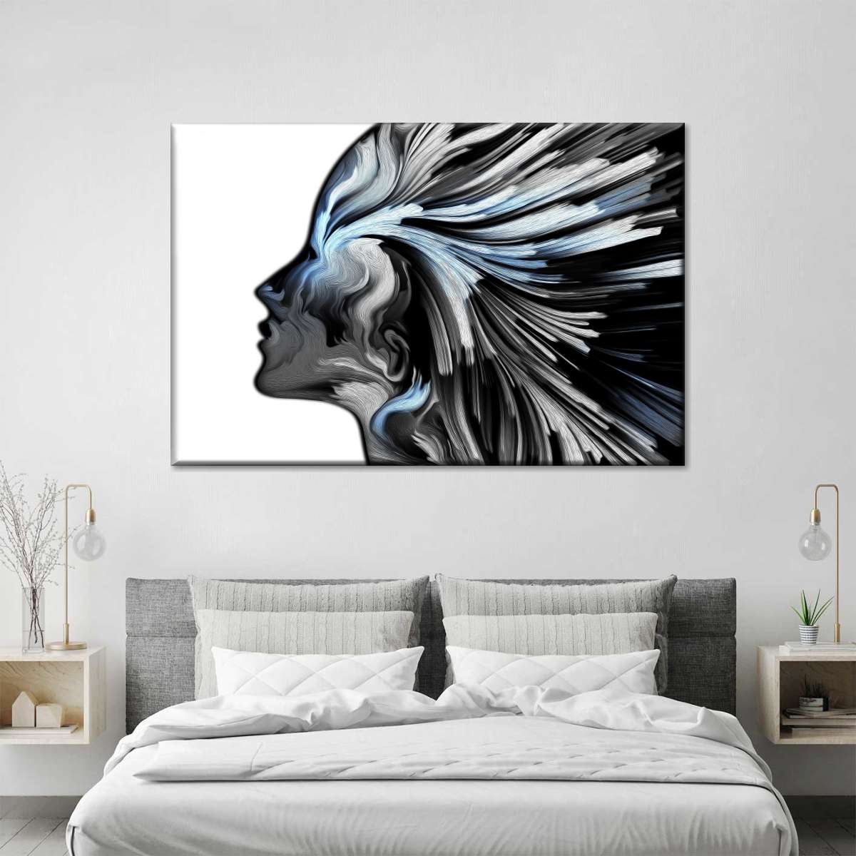 Abstract Silver Profile Colors Wall Art