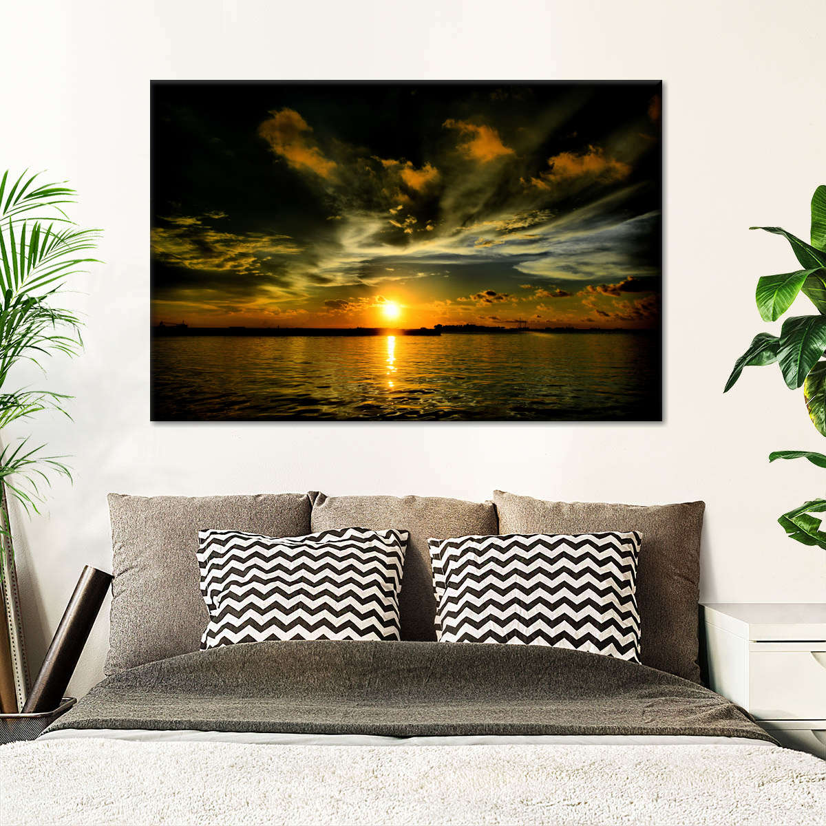 Glowing Beach Sunset Wall Art