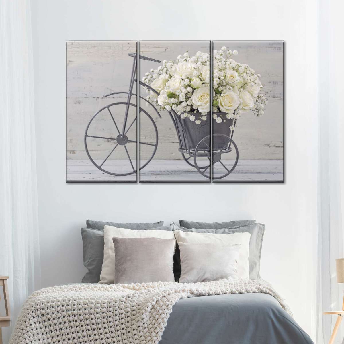 White Rose Bouquet Wall Art