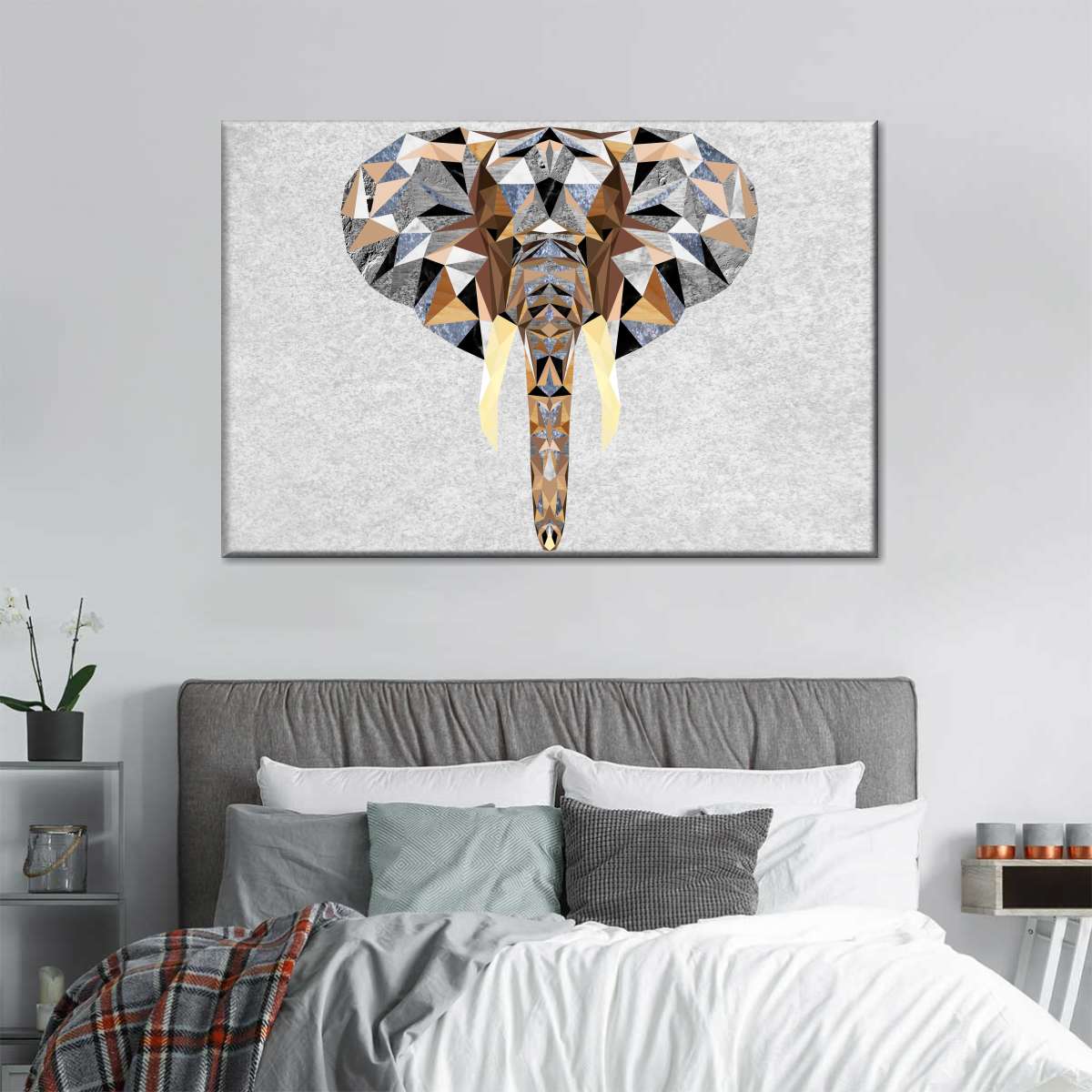 Geometric Colorful Elephant Wall Art