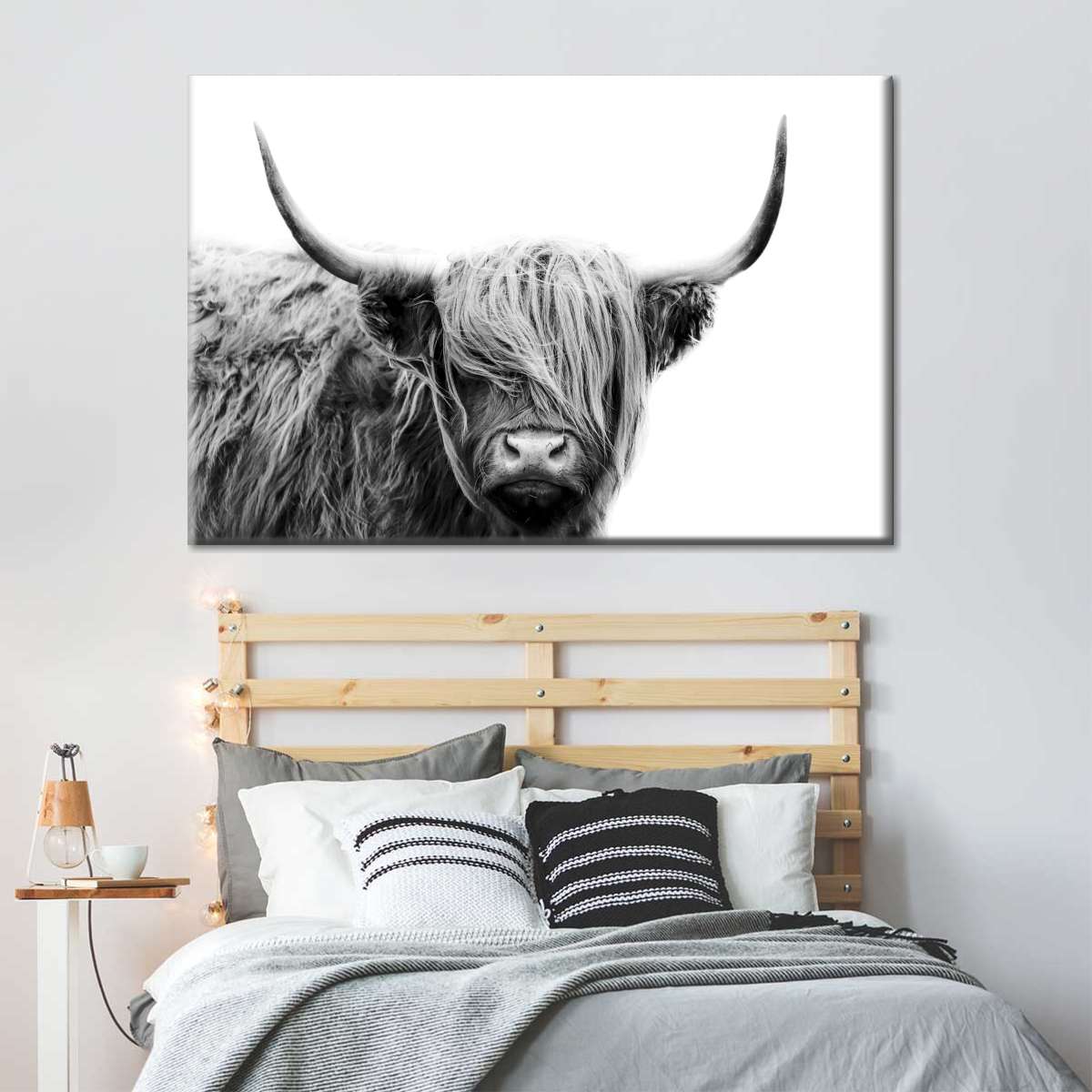 BW Highland Cow Wall Art