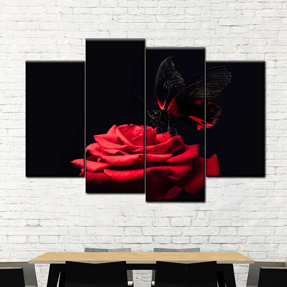 Butterfly Kissing The Rose Wall Art