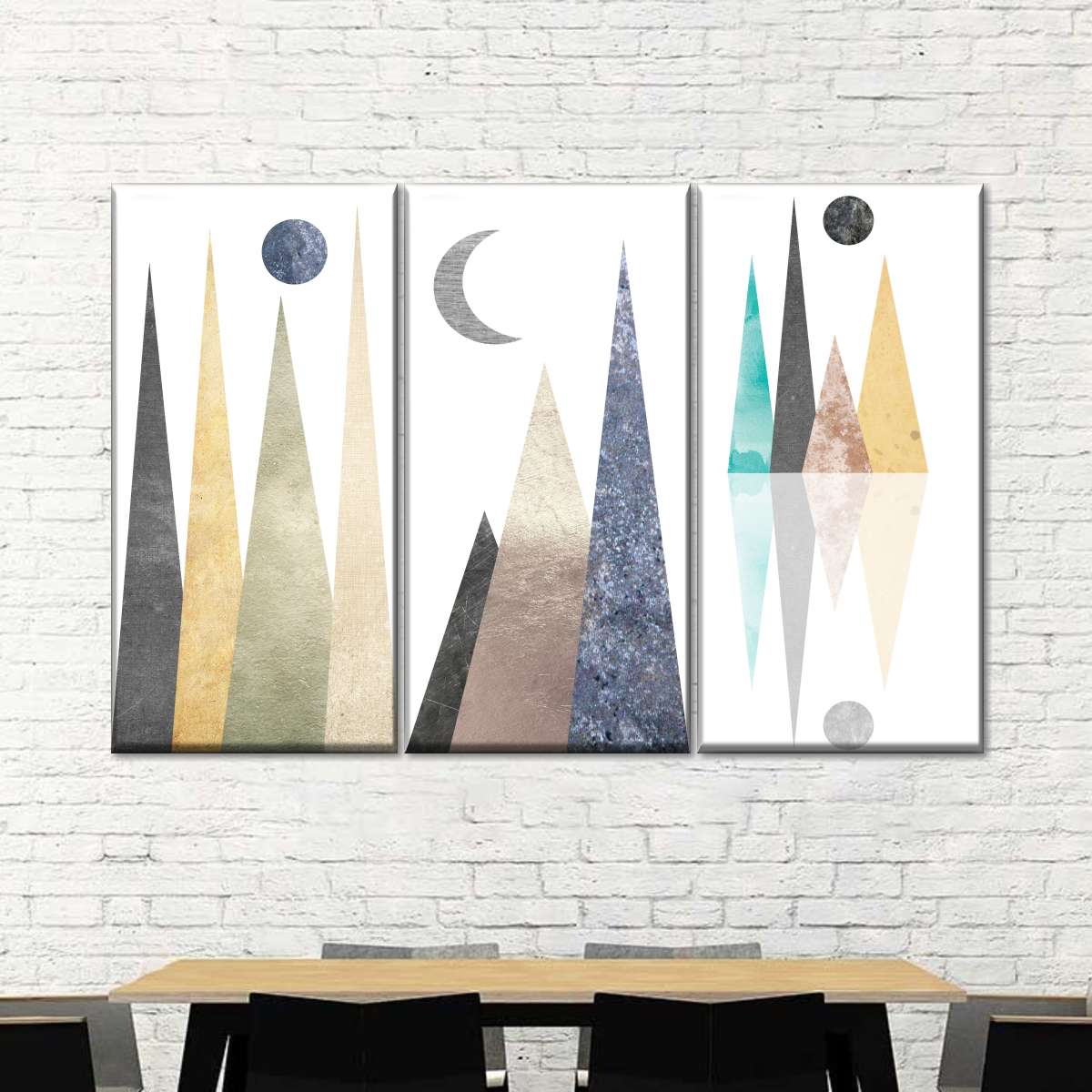 Geometric Mountain Scene Wall Art