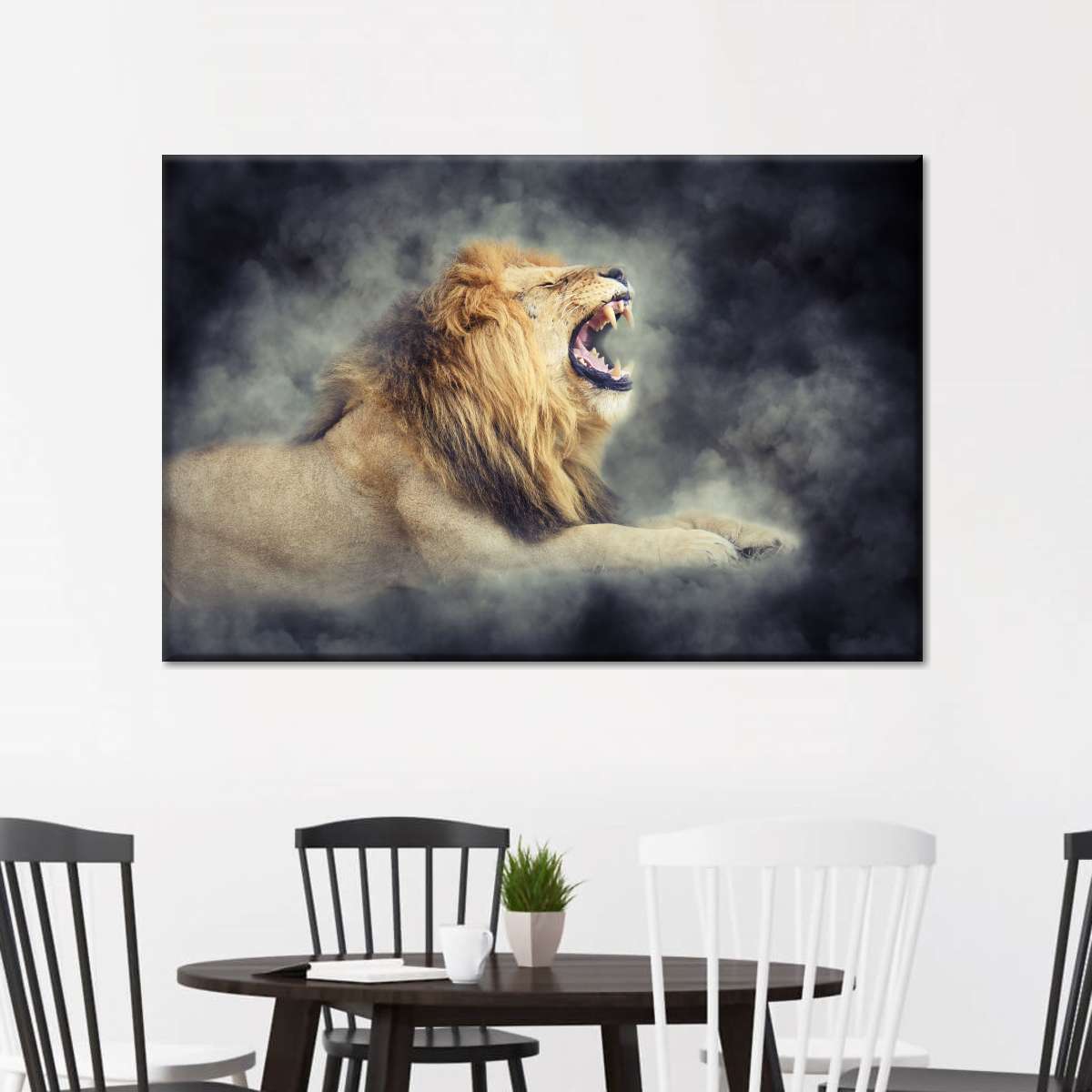 Misty Wild Lion Wall Art