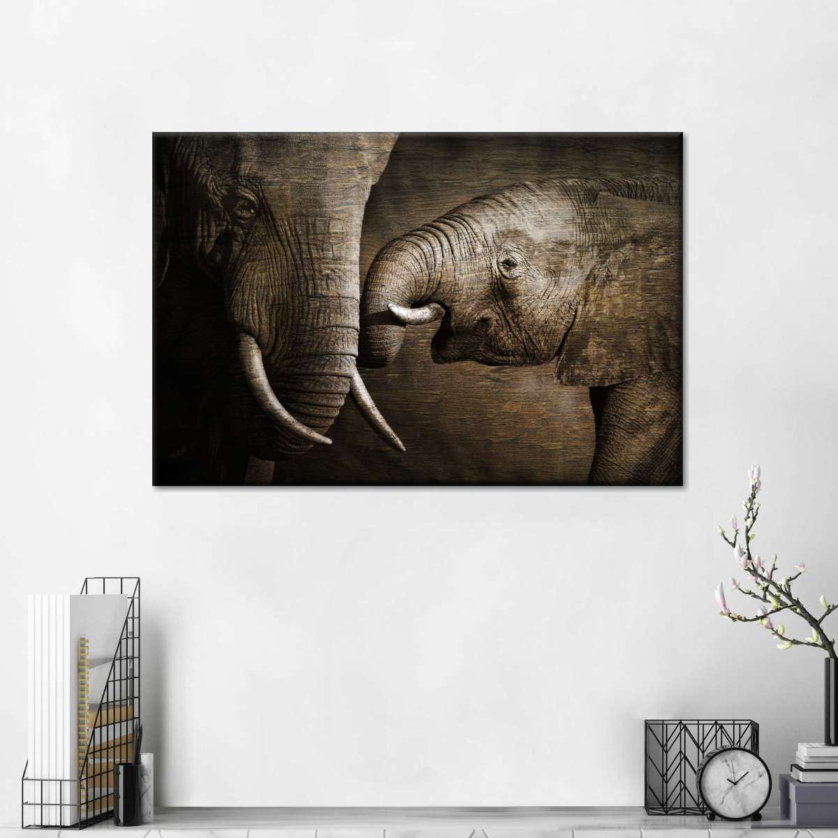 Affectionate Elephants Wall Art