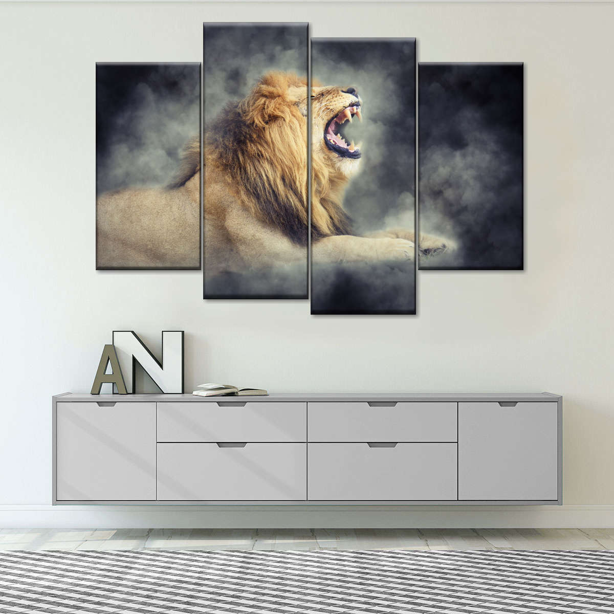 Misty Wild Lion Wall Art