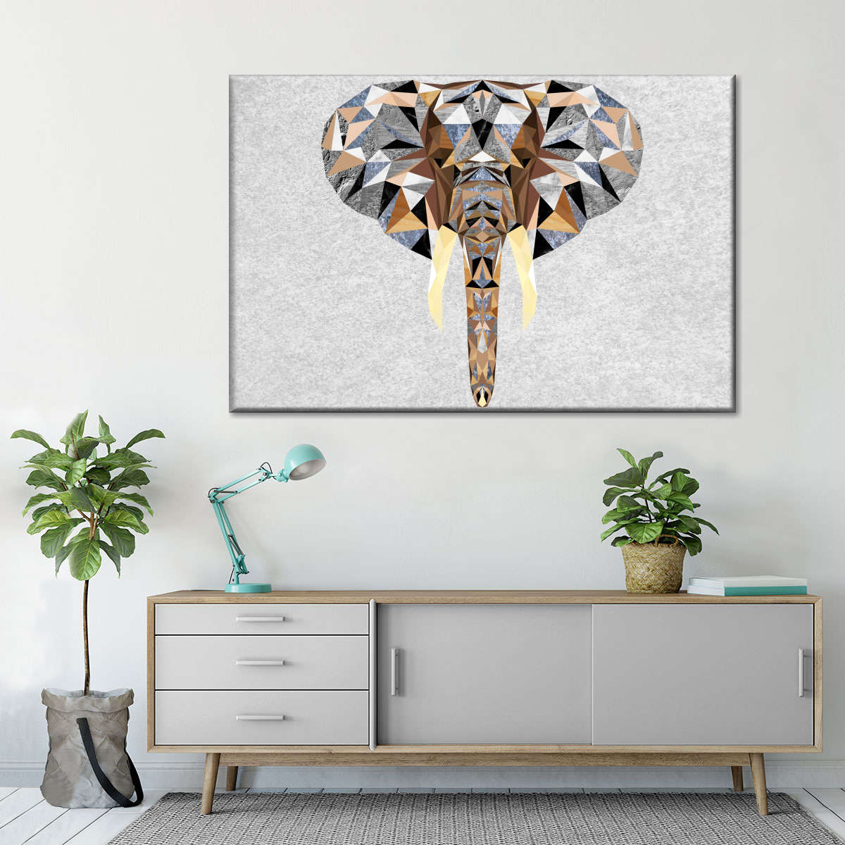 Geometric Colorful Elephant Wall Art