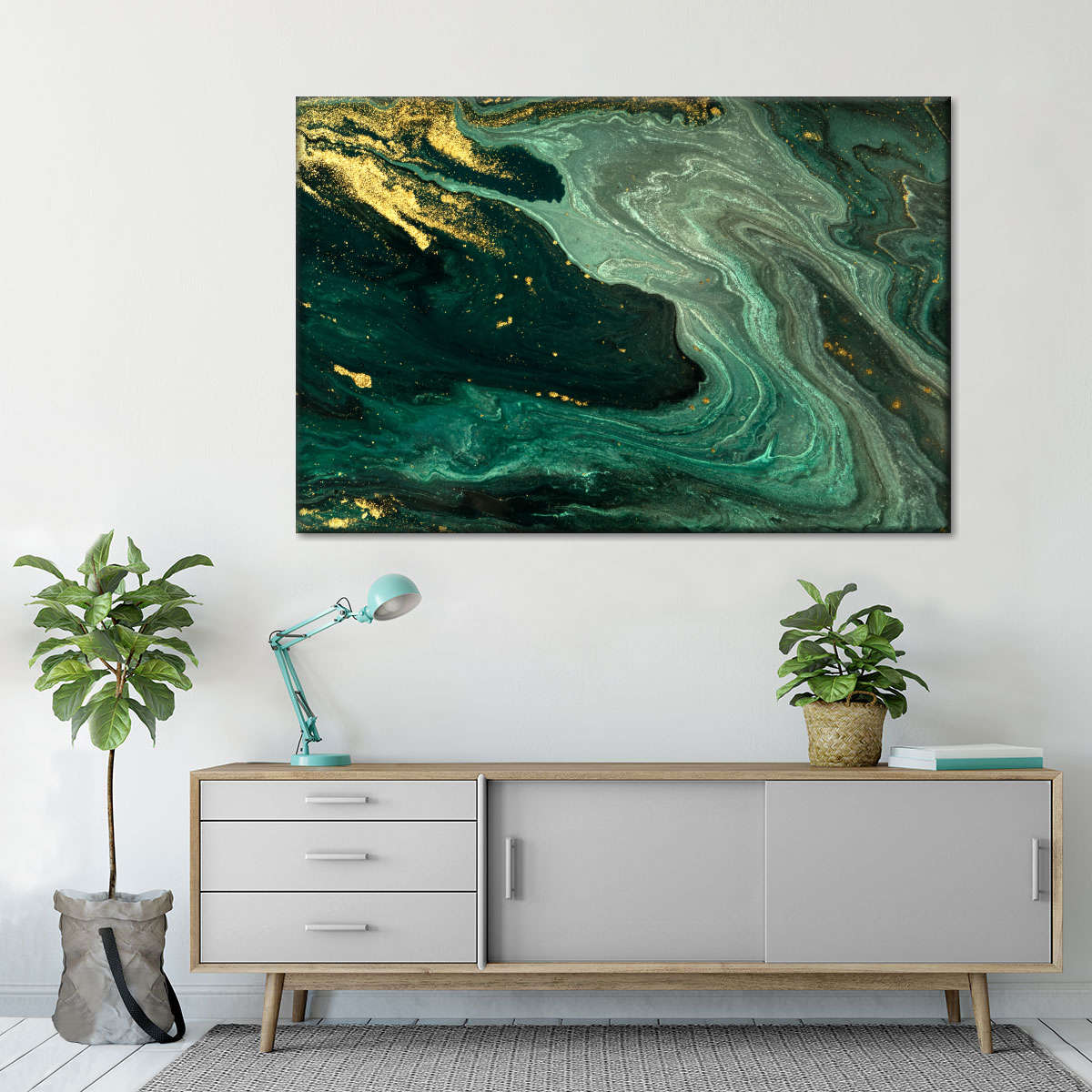 Green And Gold Abstract Wall Art