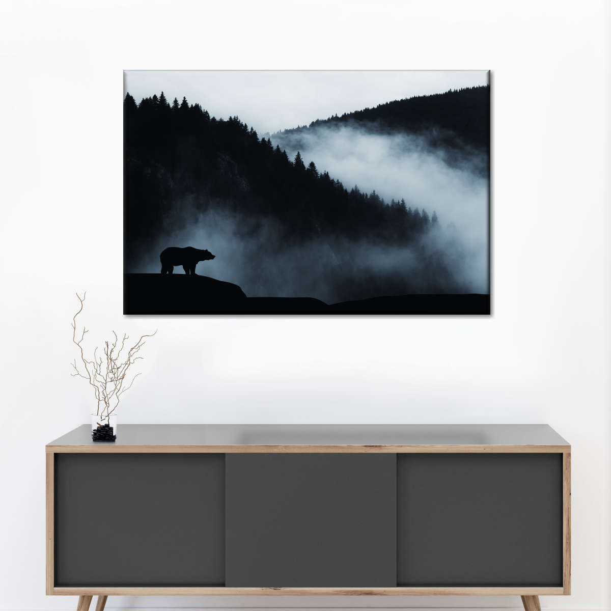 Foggy Mountain Bear Wall Art