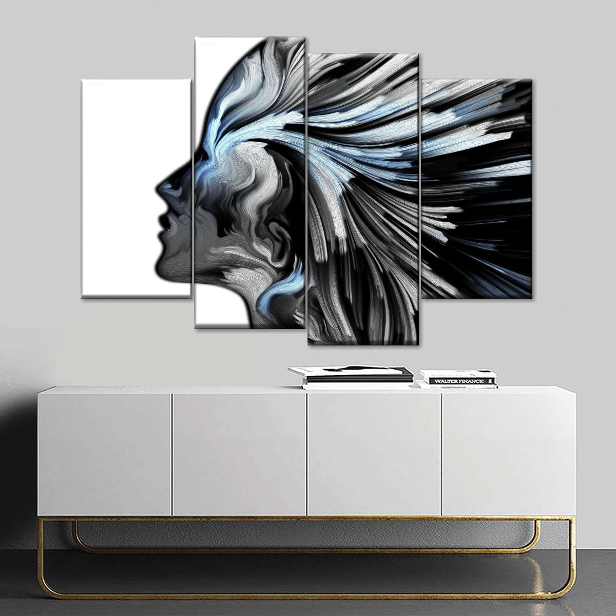 Abstract Silver Profile Colors Wall Art