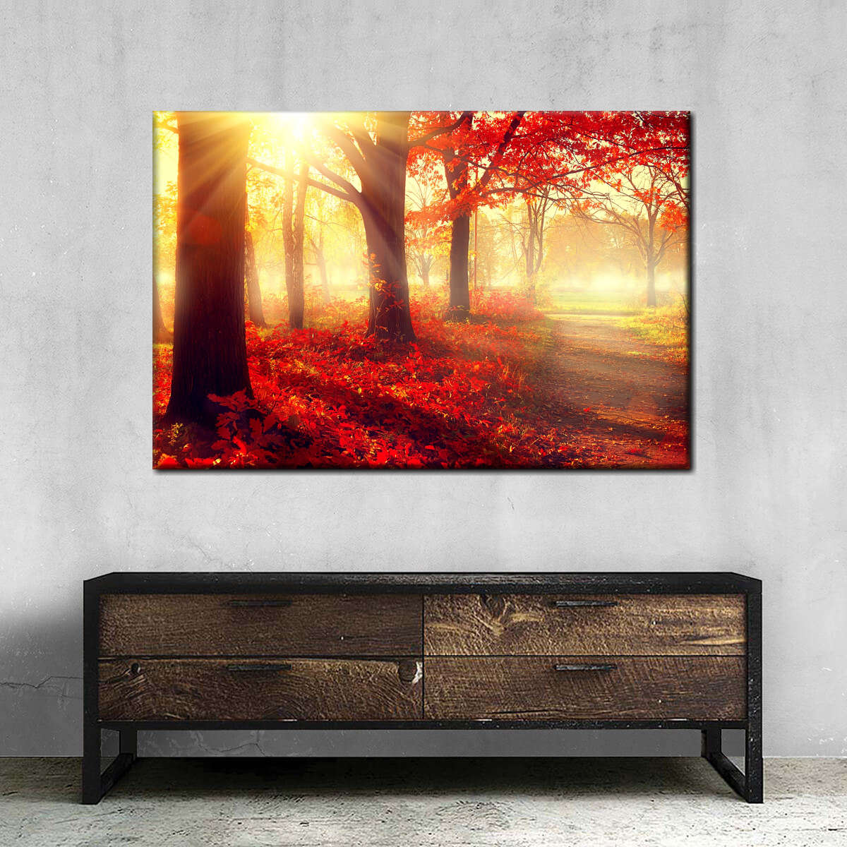 Bright Red Forest Wall Art