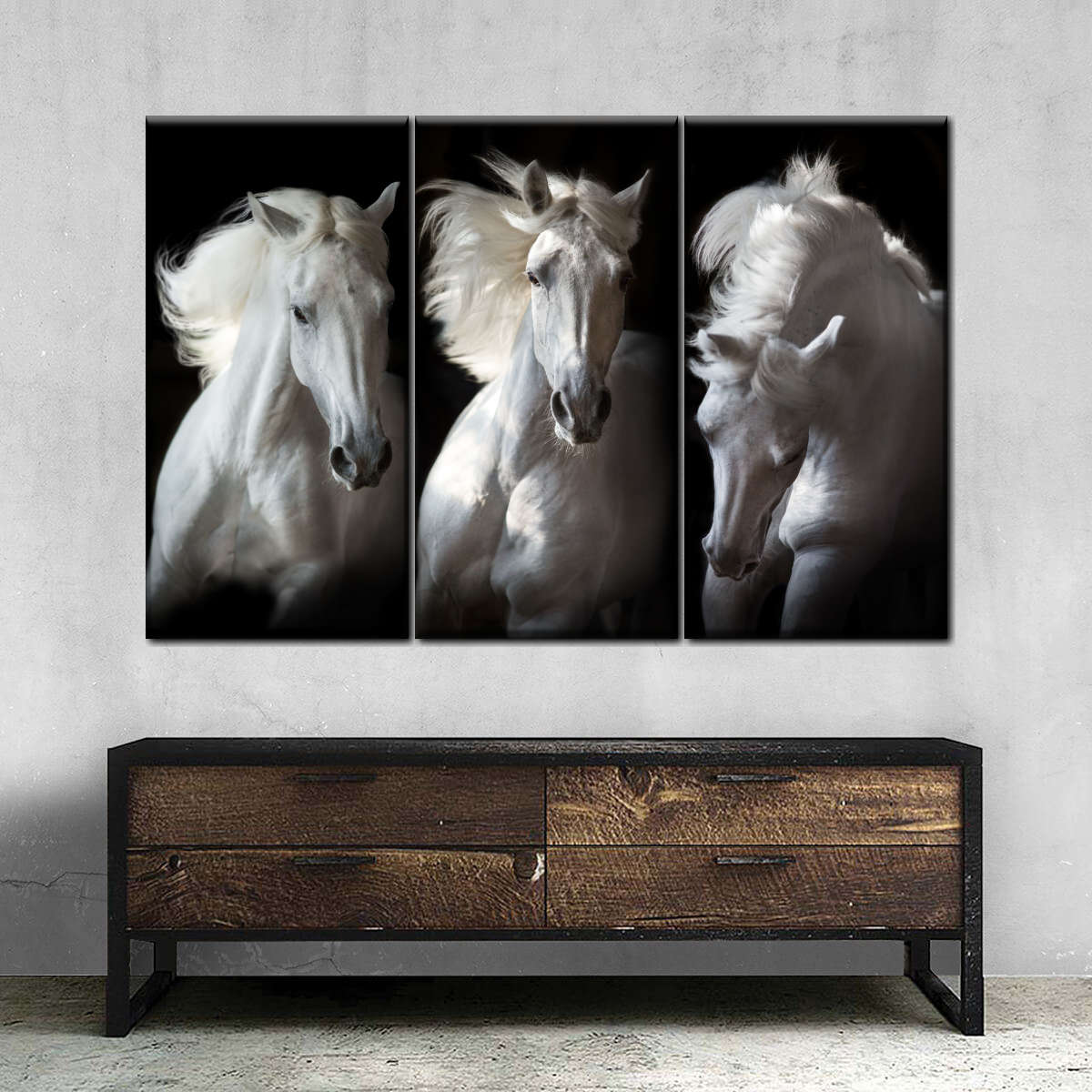 Three White Horses Wall Art