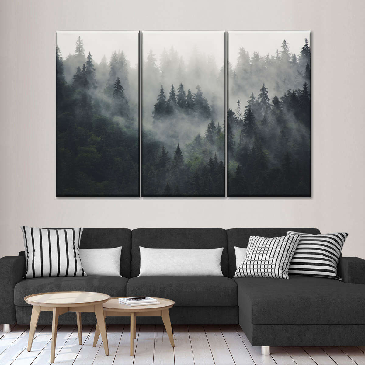 Misty Forest Mountain Wall Art