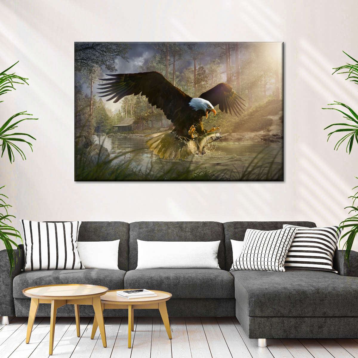 Bald Eagle Catching Fish Wall Art