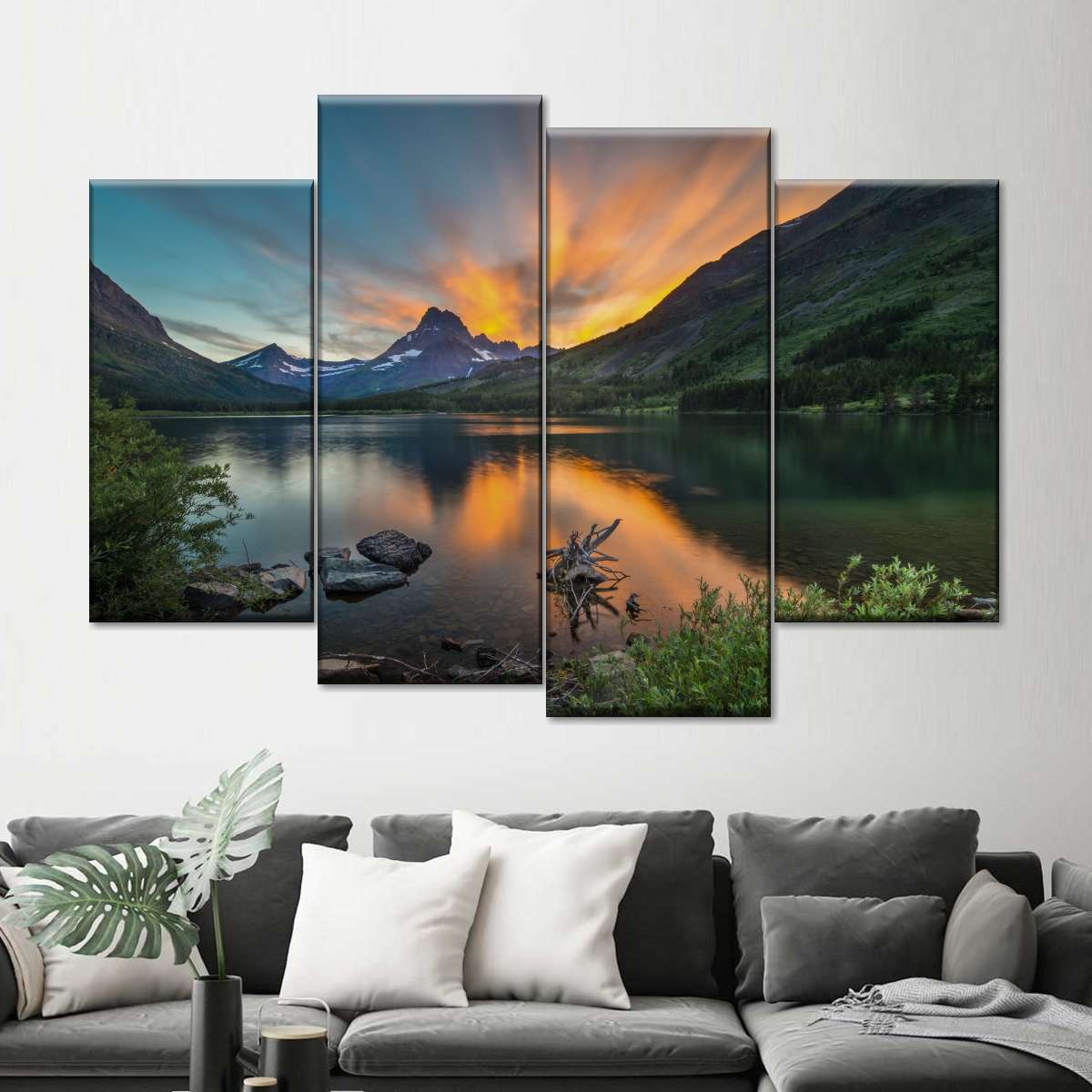 Swiftcurrent Sunset Lake Wall Art