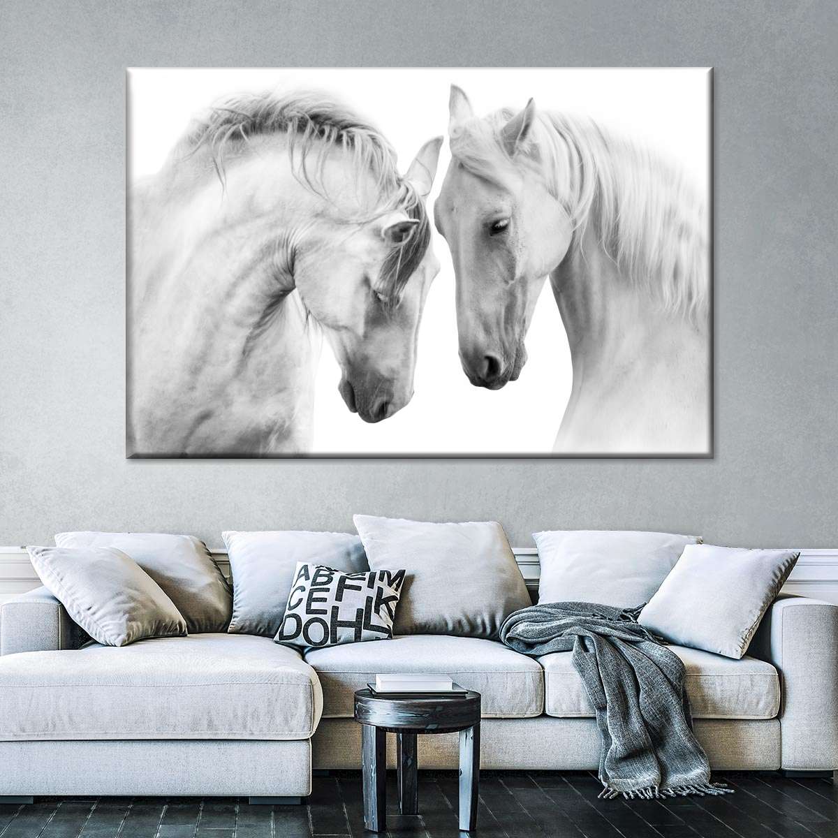 White Horse Couple Wall Art