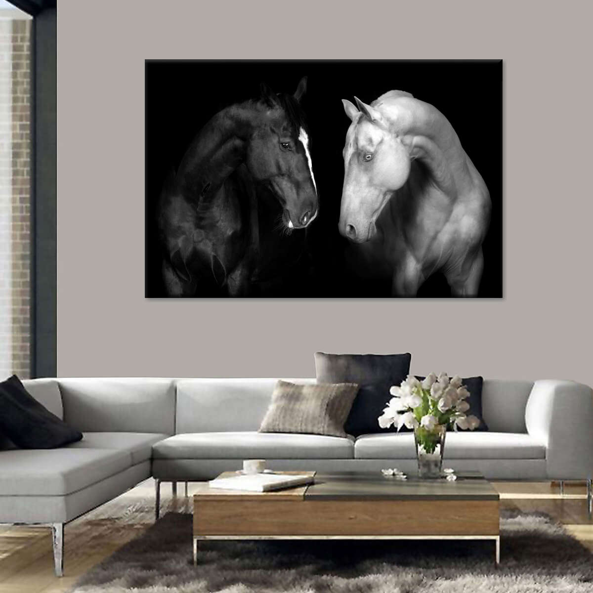 Monochromatic Horses Wall Art