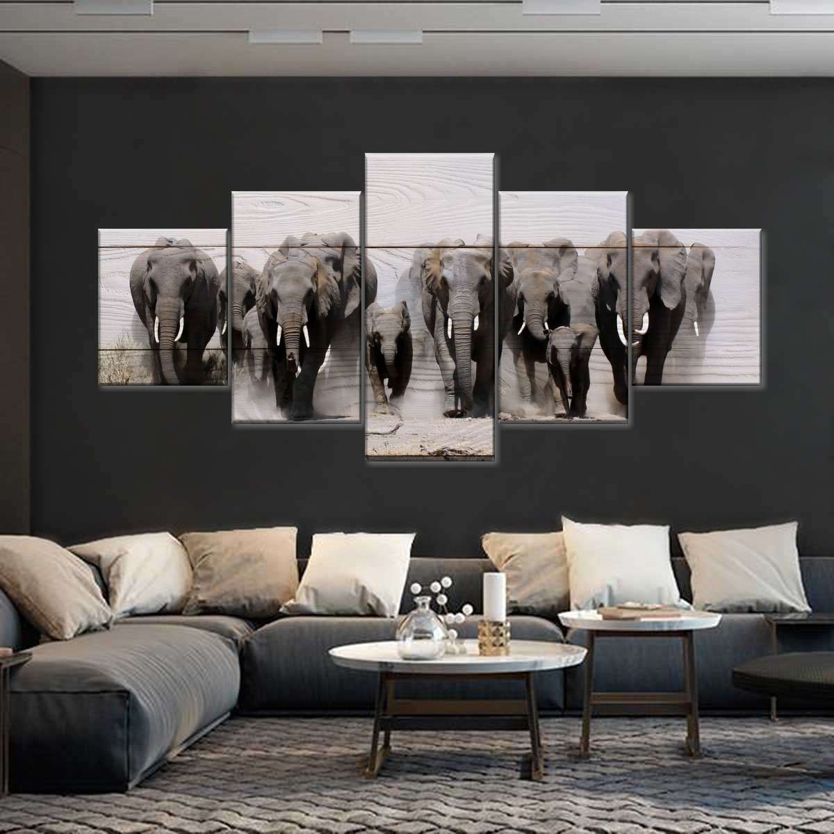 Elephants In Motion Wall Art