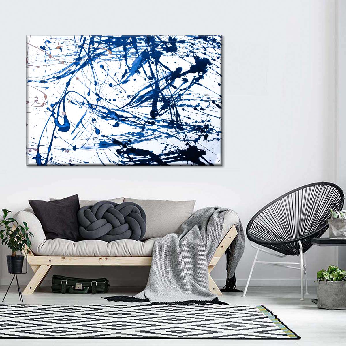 Abstract Navy Drip Wall Art