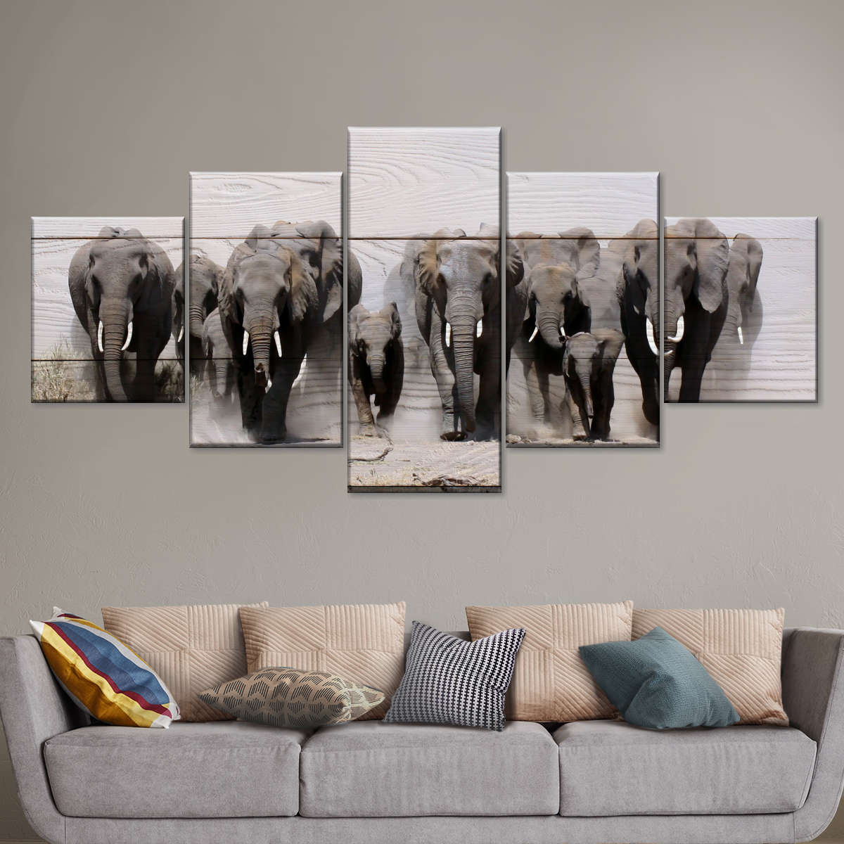 Elephants In Motion Wall Art