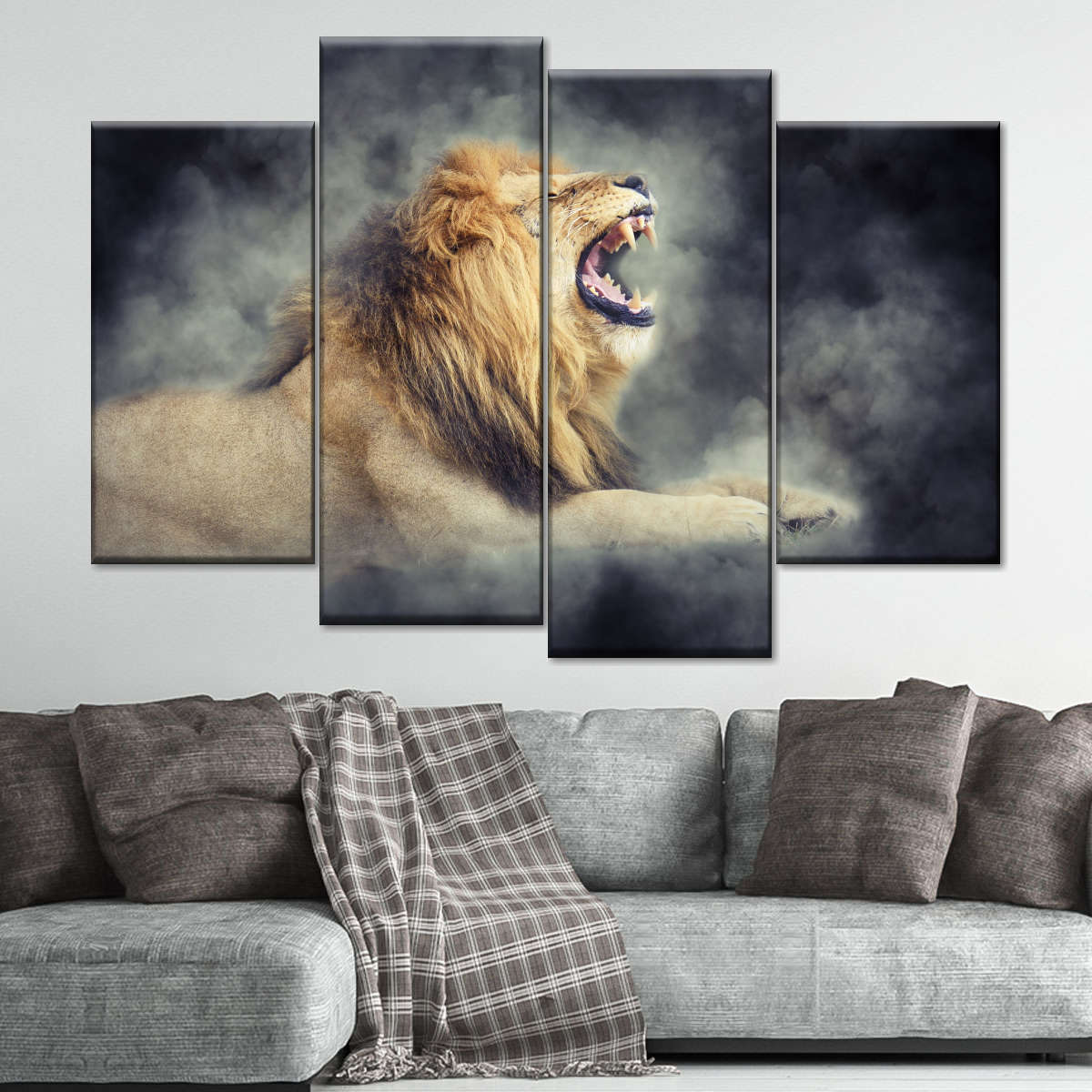 Misty Wild Lion Wall Art