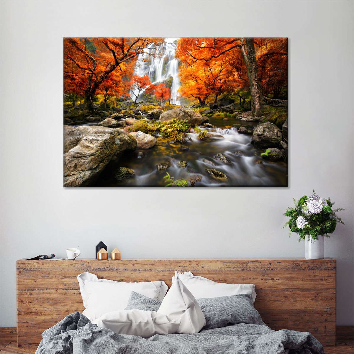 Stunning Autumn Waterfall Wall Art