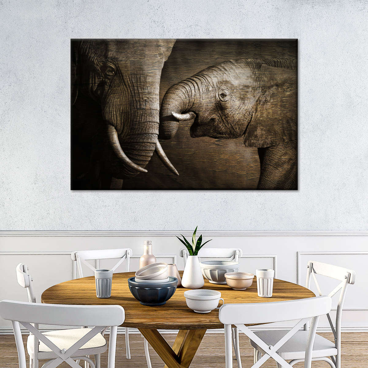 Affectionate Elephants Wall Art