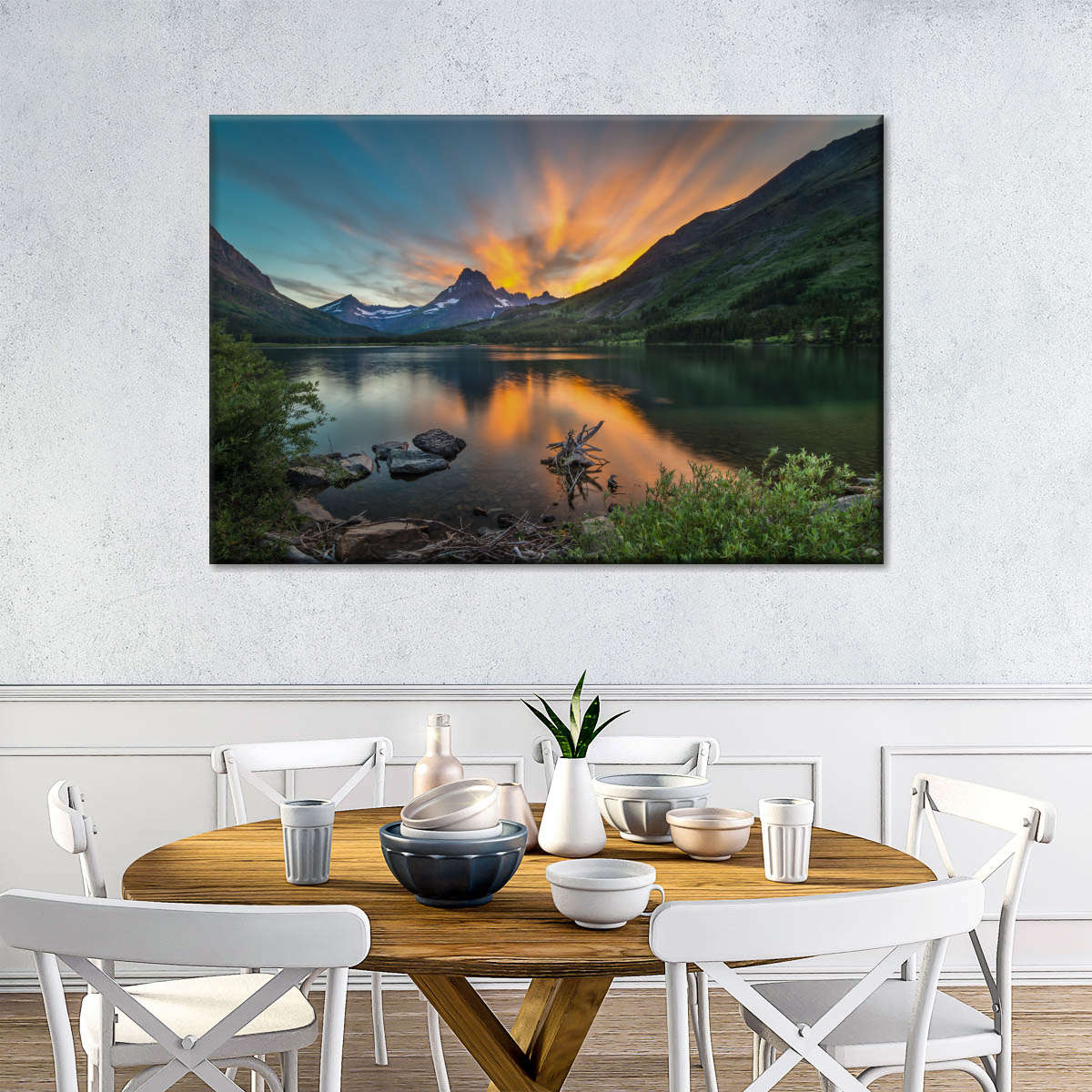 Swiftcurrent Sunset Lake Wall Art