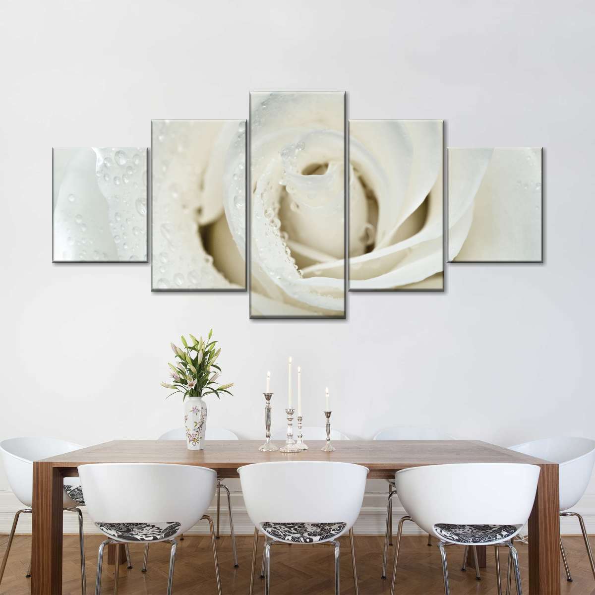 White Rose Close Up Wall Art