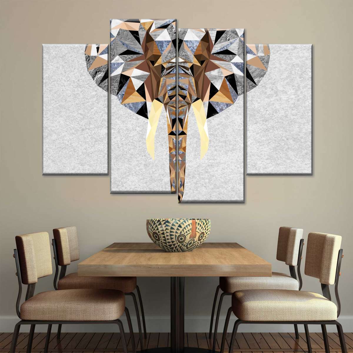 Geometric Colorful Elephant Wall Art