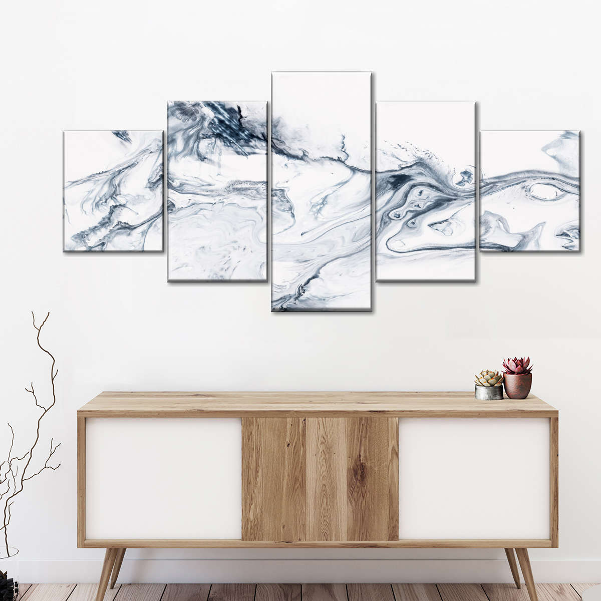 Grey And White Abstract Wall Art