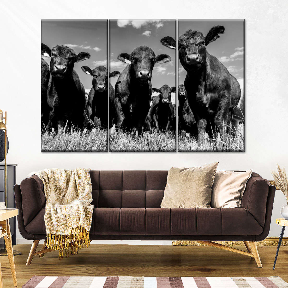 Monochrome Angus Cows Wall Art