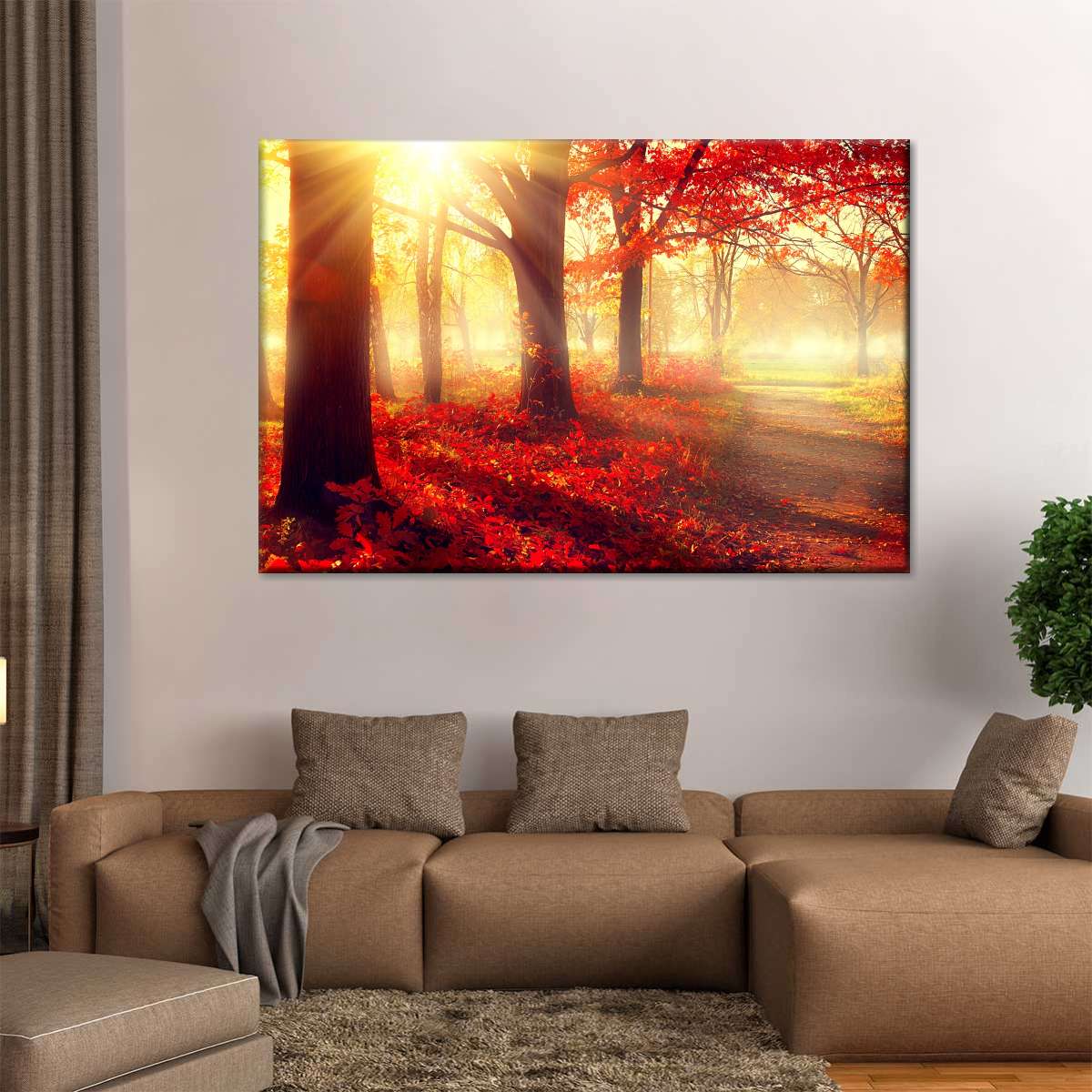 Bright Red Forest Wall Art