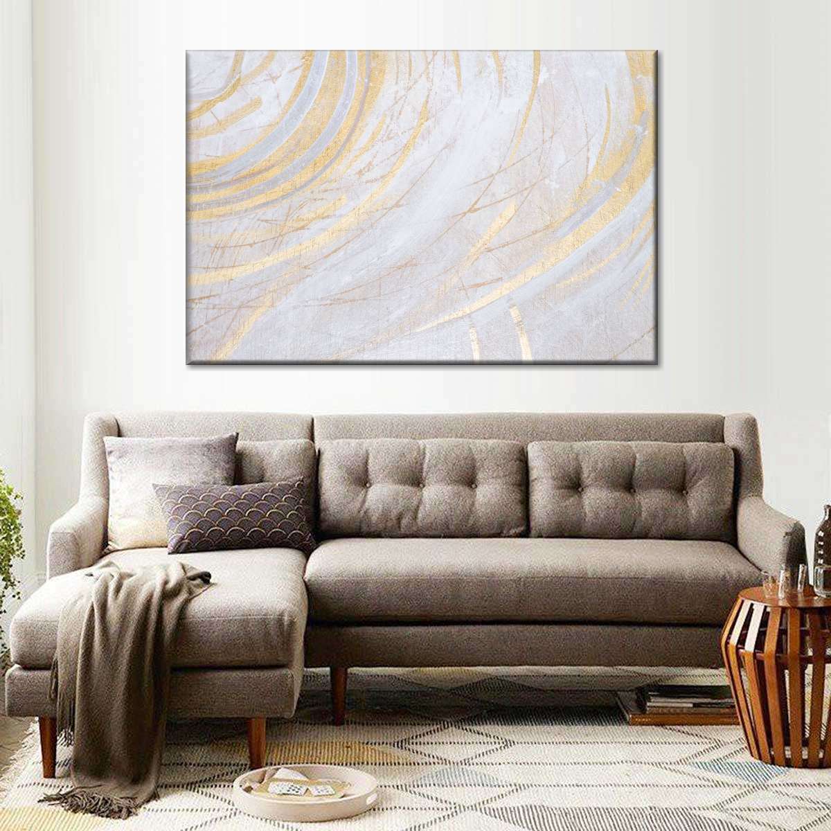 White And Gold Abstract Wall Art