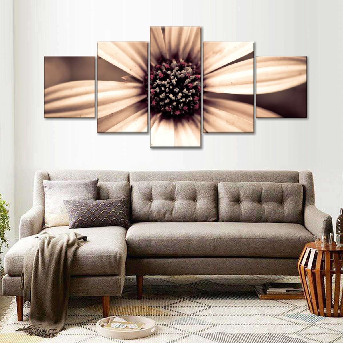 Detailed Sepia Flower Wall Art