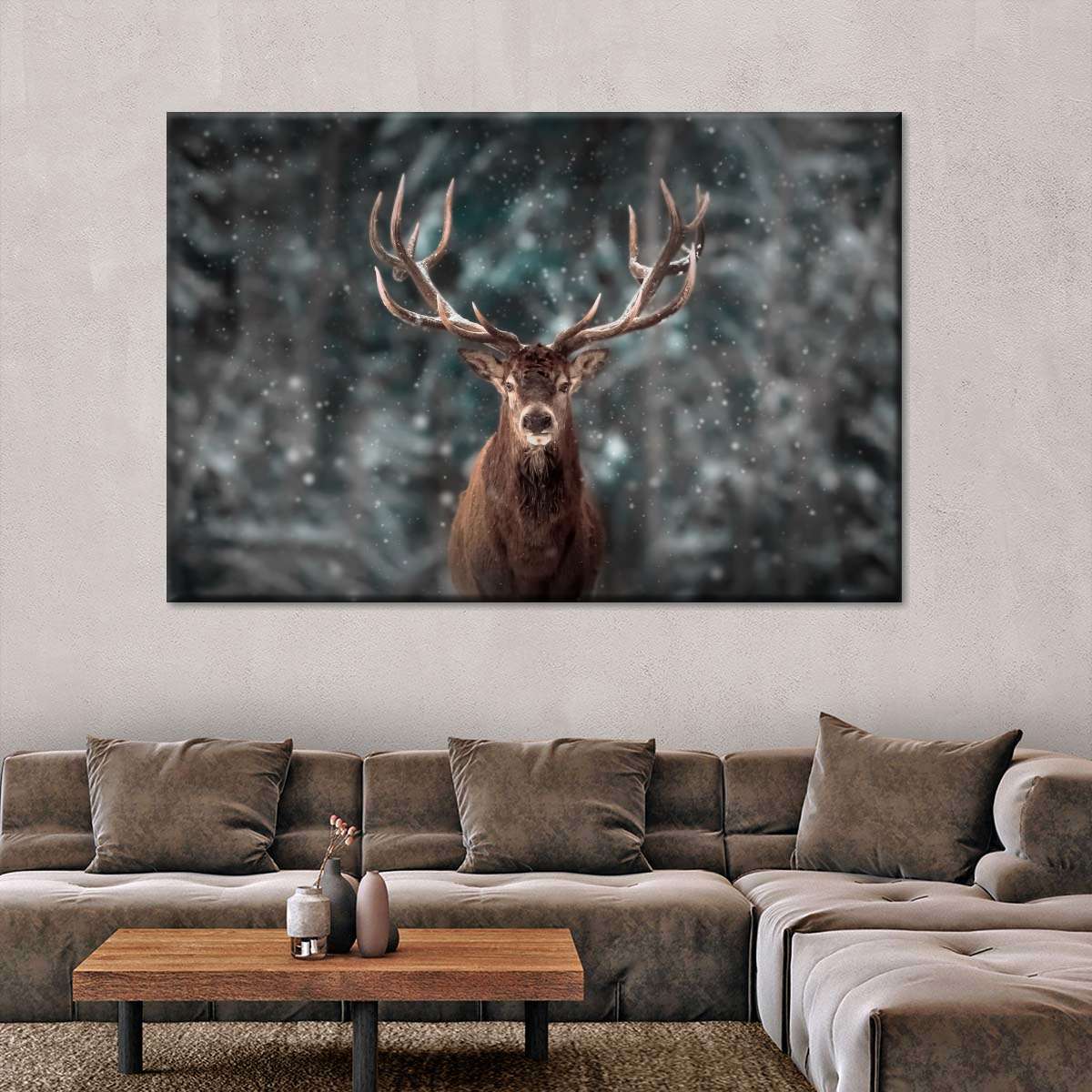 Snowy Noble Deer Wall Art