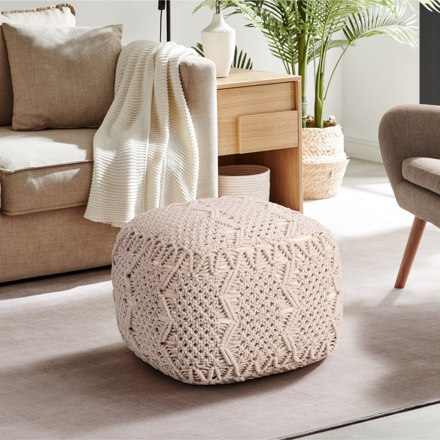 Gauge Hand Knitted Pouf