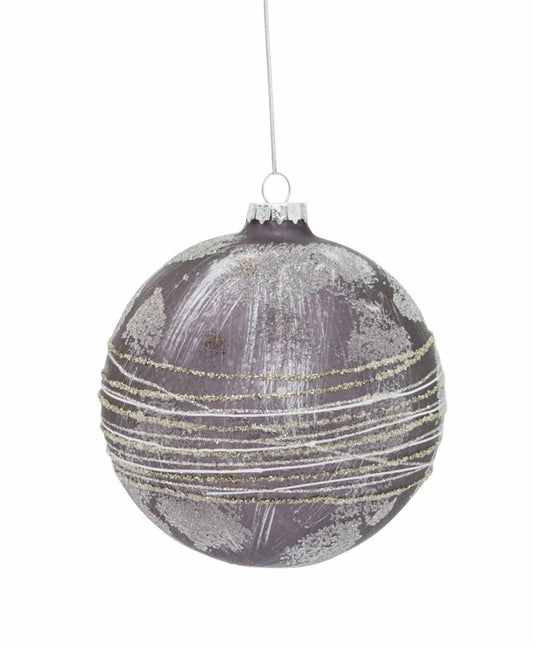 Ball Ornament 5"D Glass - Silver/Gold - Final Sale