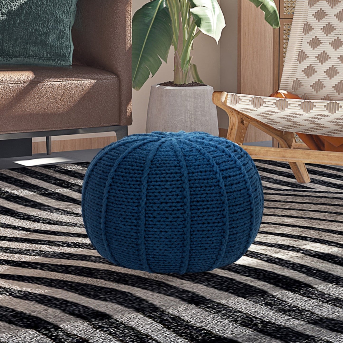 Jonathon Hand Knitted Pouf