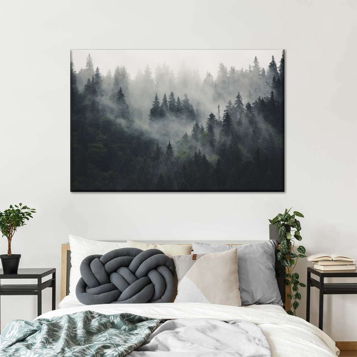 Misty Forest Mountain Wall Art