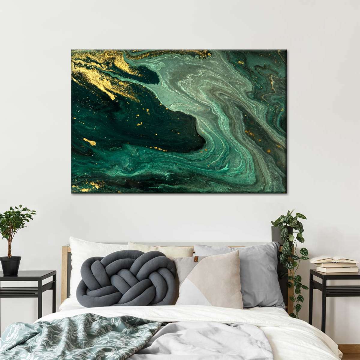 Green And Gold Abstract Wall Art