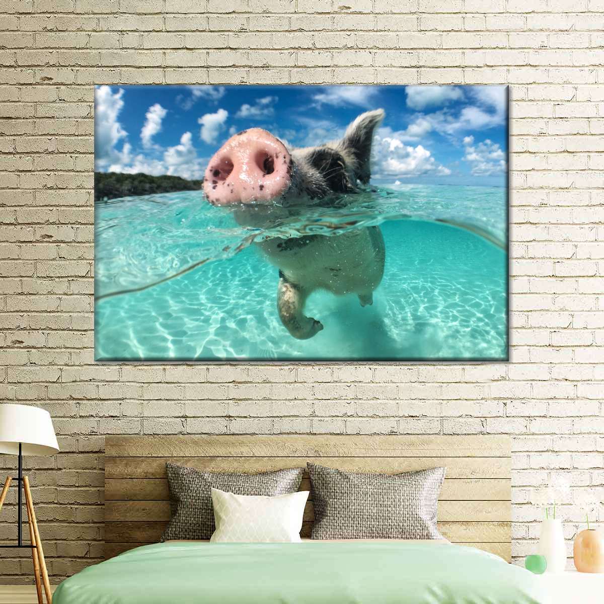 Swimming Pig Wall Art