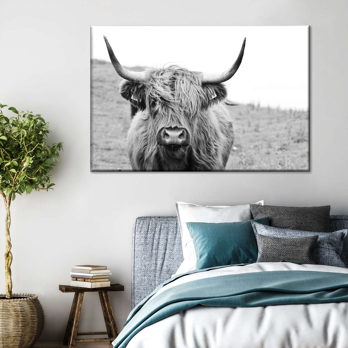 Solitary Highland Cow Wall Art