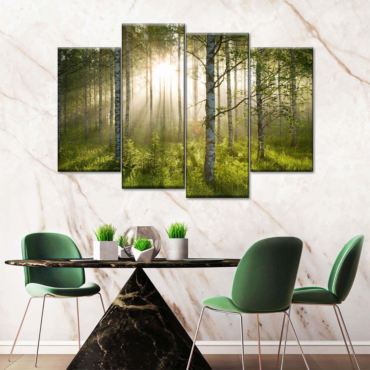 Birch Forest Sunlight Wall Art