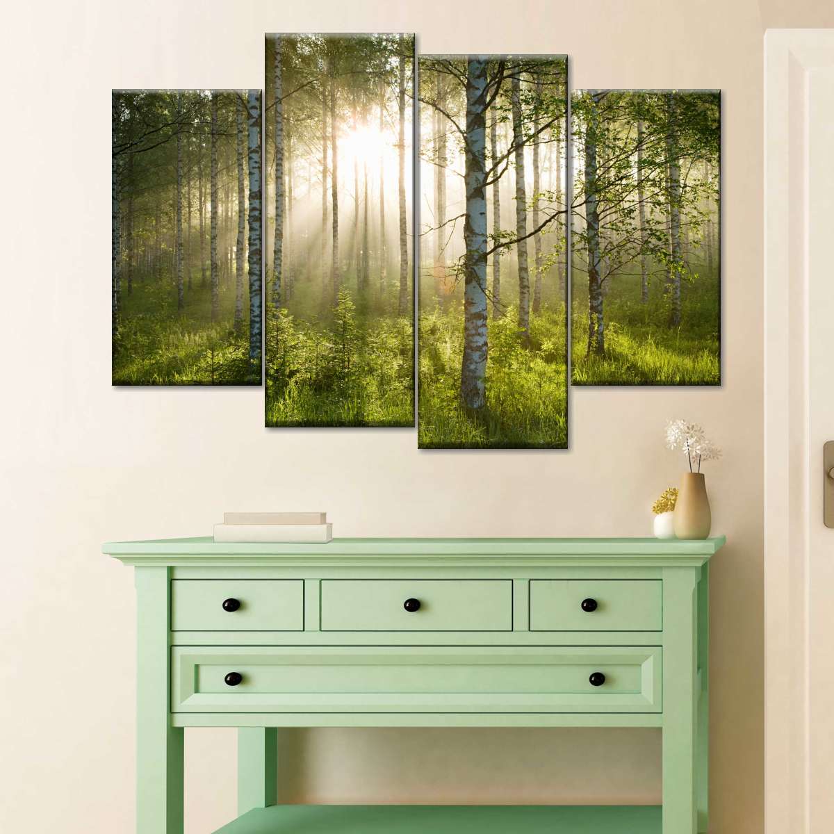 Birch Forest Sunlight Wall Art